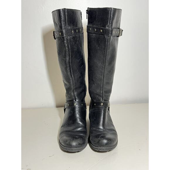 Born BOC EUC Black Leather Cam Tall Leather Western Riding Harness Boot Size 8 M - Picture 5 of 7